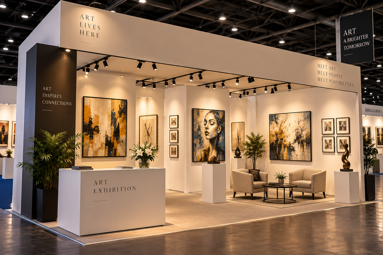 Gallery-style exhibition composition